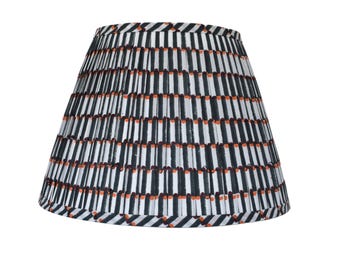 Geometric Pleated Lampshade: Green  & Pale Orange, Custom Made