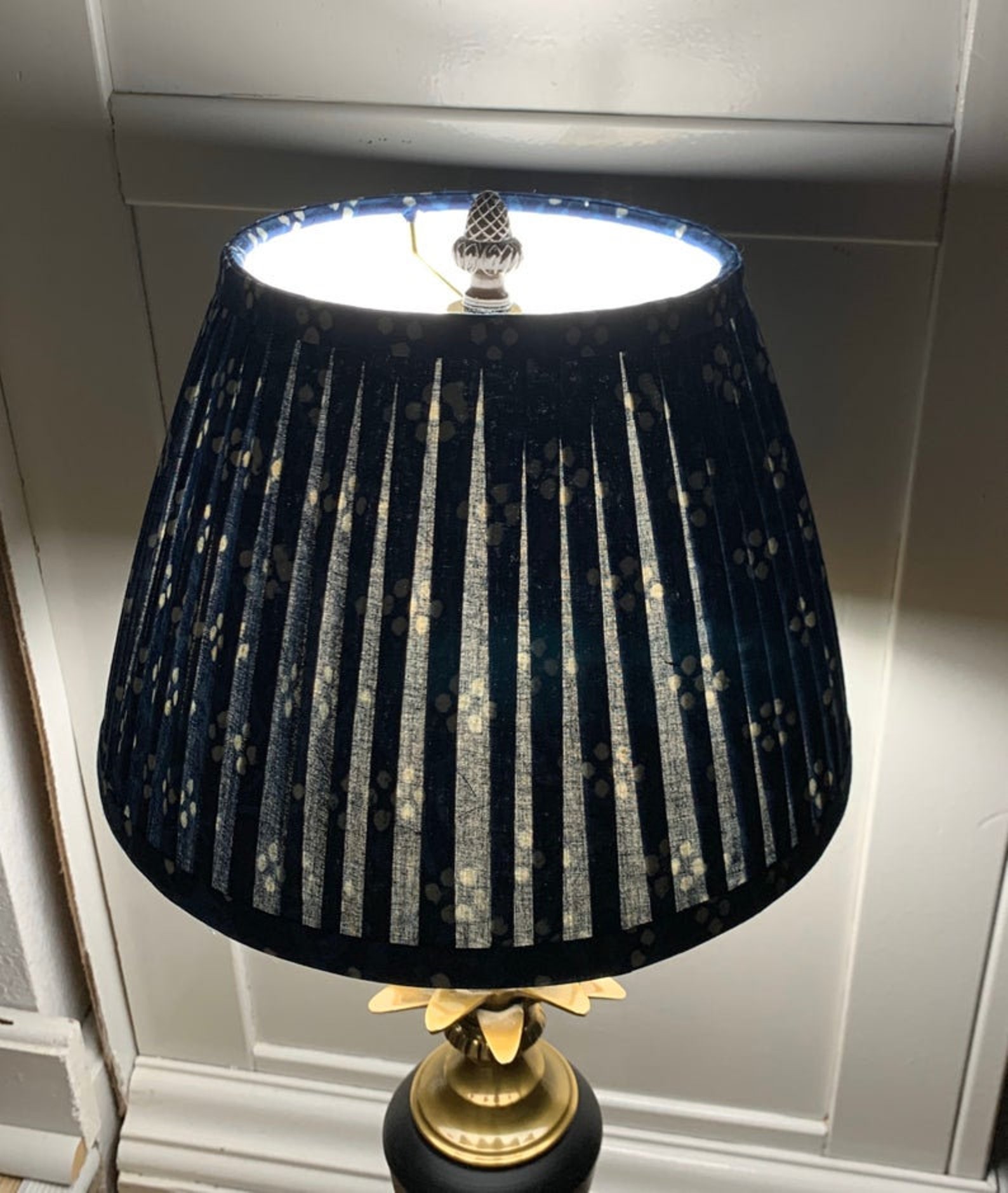 Pleated LampshadeBlue Lamp ShadeBlue Floral Pleated sconce Etsy