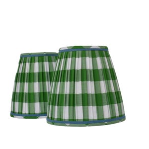 Kelly Green Check Pleated Lampshade- Buffalo check Pleated sconce chandelier shade -Custom Made-To-Order