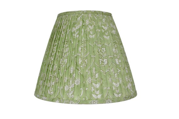 Green Pleated  Lampshade- Lamp Shade - Floral  sconce  chandelier shade-Custom Made-To-Order-Home Decor-Gathered Lamp Shade-Multiple sizes