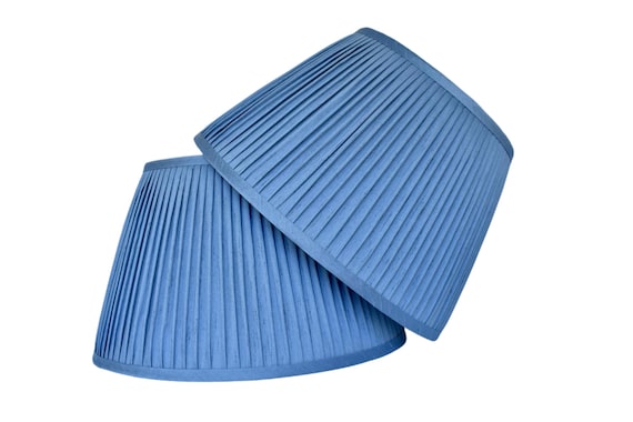 Sold Individually- Handmade  Blue Pleated Silk Lampshade