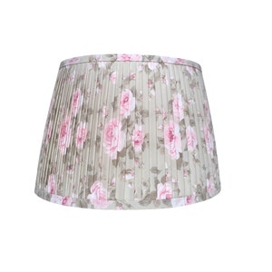 Pleated  Lampshade-Pink Grey Shabby  Lamp Shade-Floral Pleated sconce  chandelier shade-Custom Made-To-Order-Home Decor-Gathered Lamp Shade