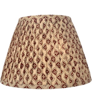 Pleated  Lampshade-Beige Red Floral Lamp Shade-Pleated sconce  chandelier shade -Custom Made-To-Order-Home Decor- Gathered Lamp Shade