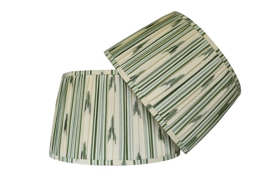 Sold Individually-Santa Barbara Leaf Green Ikat Pleated Lampshade Self Trim - Sconce, Chandelier Shade