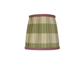 Sage Green Buffalo Check Pleated Lampshade - Custom Made Multiple Trim colors