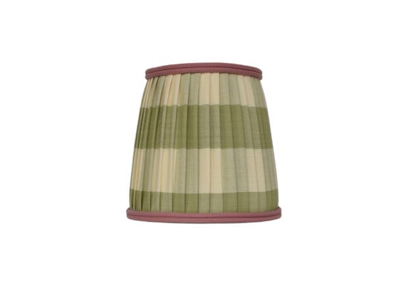 Sage Green Buffalo Check Pleated Lampshade - Custom Made Multiple Trim colors