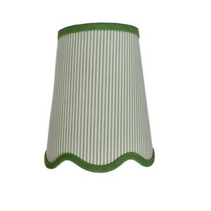 Green Stripe Scalloped sconce shade With Your Choice of Trim Color - Made to Order