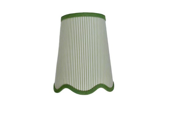 Green Stripe Scalloped sconce shade With Your Choice of Trim Color - Made to Order