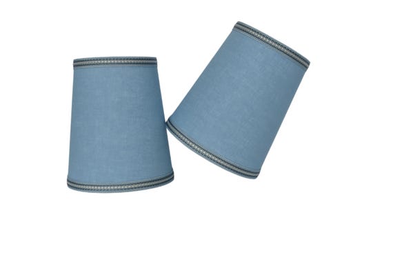 Sold Individually-Handmade Blue Linen Sconce Shade: Wedgewood Trim