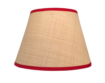 Tan Raffia Lampshade With Your Choice of Trim Color - Made to Order