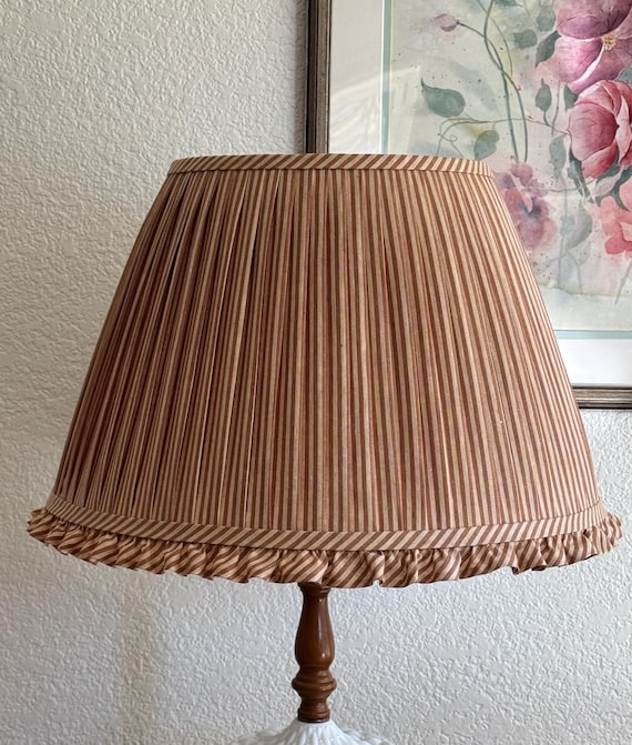 Gigi Terre Stripe Pleated Lampshade with a bottom ruffle: Handmade  Rose Talow  Fabric