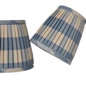 Listing is for one shade Chambray  Camden Check Pleated Lampshade- Lamp Shade-buffulo check  sconce chandelier shade -Custom Made-To-Order
