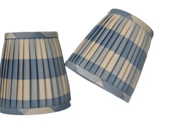 Sold Individually-Chambray Buffalo Check Pleated Lampshade: Custom Sconce Shade