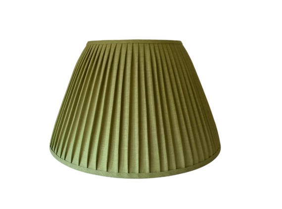 Moss Green Volga  Linen Pleated Lampshade : Handmade Sconce Chandelier Shade