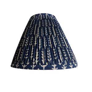 Pleated Lampshade-Indigo Blue Lamp Shade-Blue Pleated sconce  chandelier shade -Custom Made-To-Order-Home Decor-Floral Gathered Lamp Shade