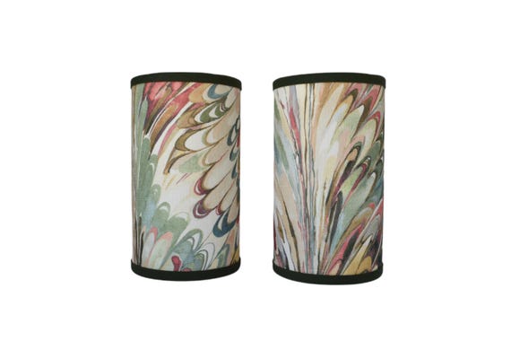 Sold Individually-Juniper Petal Lampshade - Taplow Print Linen, Custom Sconce Shade