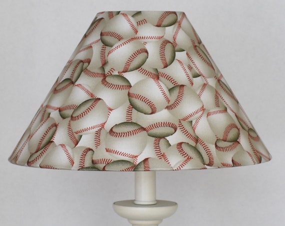Baseball Lampshade Beige Red Sport Lamp, Sports Themed Lamp Shades
