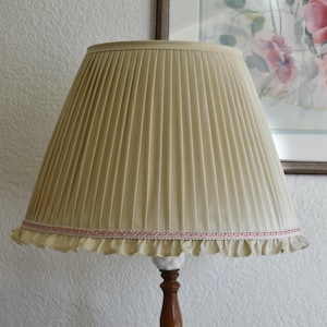 Pleated Silk Lampshade with Pink Ruffle Trim - Made-To-Order