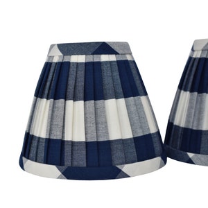 SOLD INDIVIDUALLY- Navy Buffalo Check Pleated Lampshade: Custom Sconce Shade