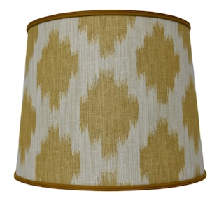 Mustard Ikat  Lamp shade With a gold mustard double cord French trim -Custom Made-To-Order-Home Decor-