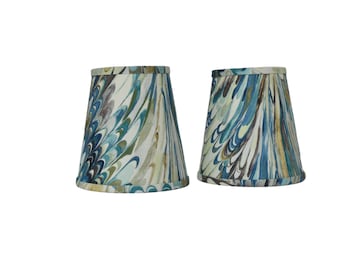 Sold Individually-Taplow Print - Peacock/Gold Lampshade- sconce chandelier shade-Custom Made-To-Order- Multiple Sizes