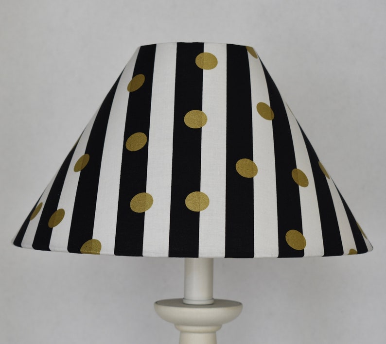 Black White Gold Polka Dots Lamp Shade Kids Room Nursery Lampshade Decor Baby Girl Table