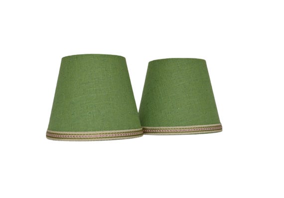 Sold Individually-Handmade Leaf Green  Linen Sconce Shade: Pink Green  Aurelia Fleur Gimp Trim