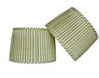 Sold Individually -Sage Green Stripe Pleated  Lampshade- Pleated sconce chandelier shade-Custom Made-To-Order-Gathered Lamp Shade
