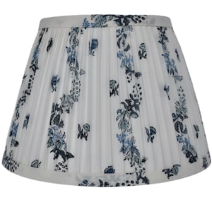 Pleated  Lampshade-Blue Grey Lamp Shade-Blue Floral Pleated sconce  chandelier shade -Custom Made-To-Order-Home Decor-Floral Gathered