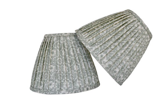 Sage Green Pleated  Lampshade-  sconce  chandelier shade -Custom Made-To-Order-   Holly Trellis Thibaut Fabric
