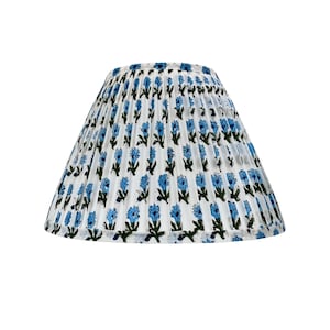Pleated  Lampshade-Blue green  Lamp Shade-Blue Floral Pleated sconce  chandelier shade-Custom Made-To-Order-Home Decor-Gathered Lamp Shade