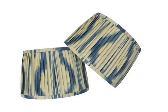 Sold Individually -Blue Toile de Nantes Lampshade – Pierre Frey Pleated Shade, Custom Made