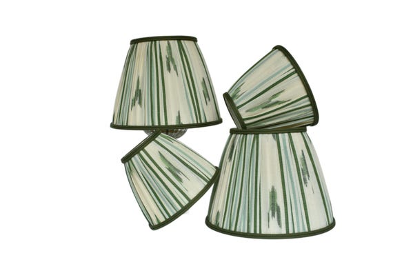 Sold Individually-Santa Barbara Leaf Green Ikat Pleated Lampshade - Sconce, Chandelier Shade