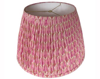 Pleated  Lampshade-Rose Ikat Lamp Shade-Blue Floral Pleated sconce  chandelier shade -Custom Made-To-Order-Home Decor- Gathered Lamp Shade