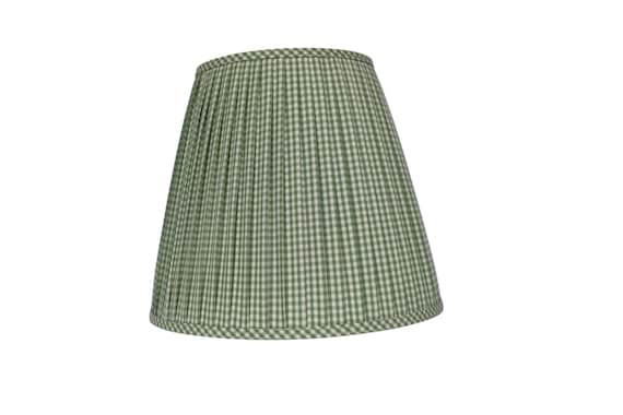 Green Gingham Pleated Lampshade: Custom Kravet Fabric Shade