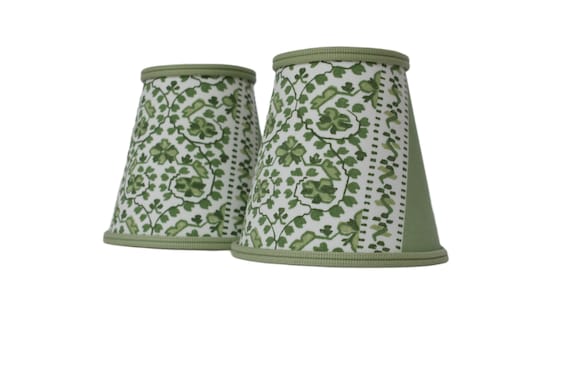 Sold Individually -Jasmine Leaf Green Sconce Shades -Block Printed Chandelier Shades -Custom Made-Made To-Order-High End Shades-Schumacher