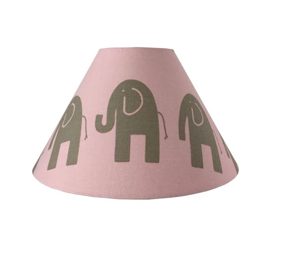 Elephant Lampshade Baby Girl Pink Nursery Decor Pink Gray Etsy