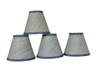 Sold Individually-Beige on Mineral Jindo Grass Sconce Lampshade with Colonial Blue Trim - Custom Made