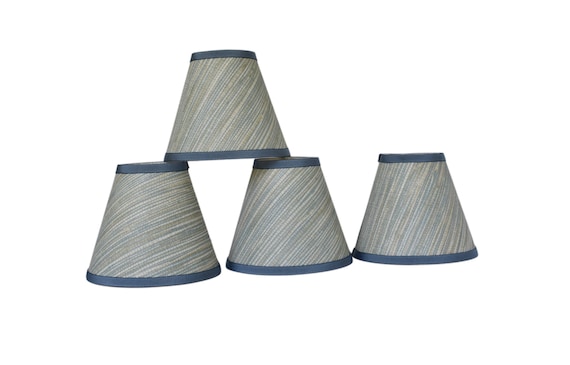 Sold Individually-Beige on Mineral Jindo Grass Sconce Lampshade with Colonial Blue Trim - Custom Made