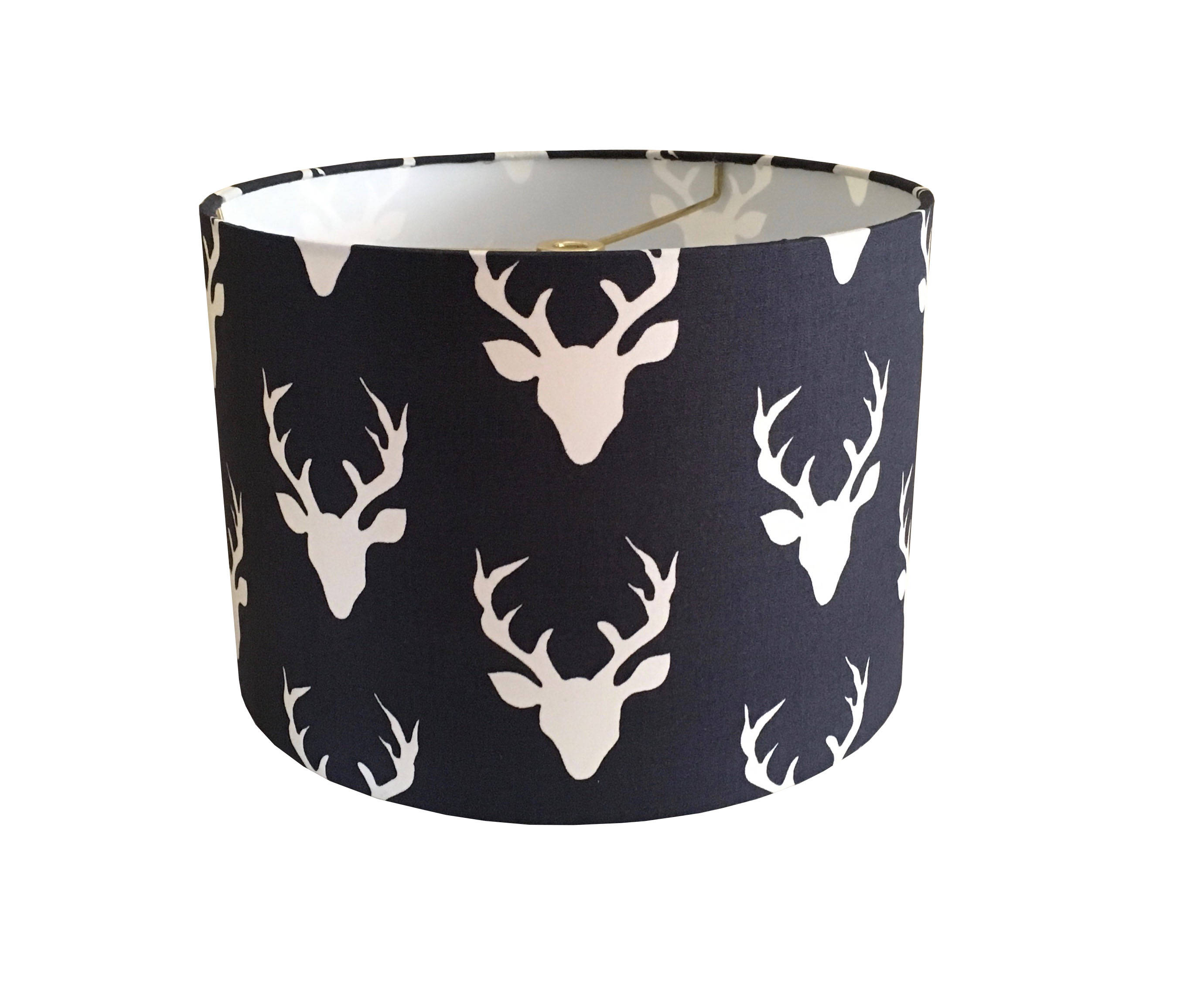 Drum Woodland Deer Lamp ShadeBoy Nursery lamp Navy Etsy