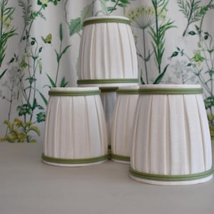 Sold Individually -Ivory Linen Box pleated Lamp shades -Sconce Chandelier ShadeLots of Trim Color Choices-Multiple Sizes
