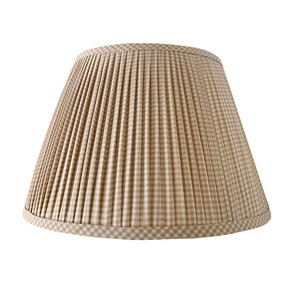 Pleated Lampshade-Beige Lamp Shade-Blue gingham Pleated sconce  chandelier shade -Custom Made-To-Order-Home Decor-Gathered Lamp Shade
