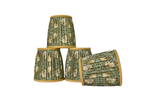 Sold Individually -Green Floral Pleated Gathered Lampshade -sconce chandelier shade-Custom Made-To-Order-Multiple sizes-William Morris