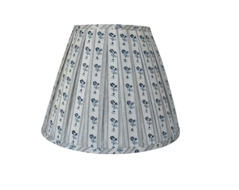 Blue  Cabanon Stripe Box Pleated Lampshade- Lamp Shade-Floral Pleated sconce chandelier shade -Custom Made-To-Order