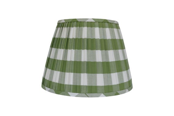 Leaf Green Buffalo Check Pleated Lampshade - Custom Made