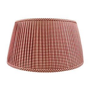 Red Pleated Lampshade Sherborne Gingham -Red Pleated sconce  chandelier shade -Custom Made-To-Order-Home Decor-Gathered Lamp Shade