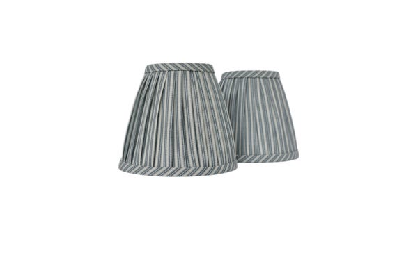 Sold Individually-Colefax and Fowler Blue Stripe Pleated Lampshade- Pleated sconce chandelier shade-Custom Made-To-Order-Gathered Lamp Shade