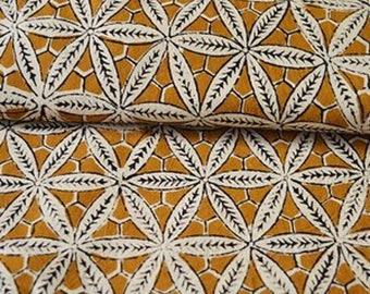 Geometric Pleated Lampshade: Mustard Indian Block Print, Custom Sconce Shade