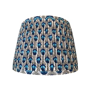 Pleated  Lampshade-Blue Lamp Shade-Blue Floral Pleated sconce  chandelier shade -Custom Made-To-Order-Home Decor-Floral Gathered Lamp Shade
