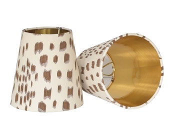 2 Tan Les Touches Lampshades-5”Td  X 6.5” BD X 8”H